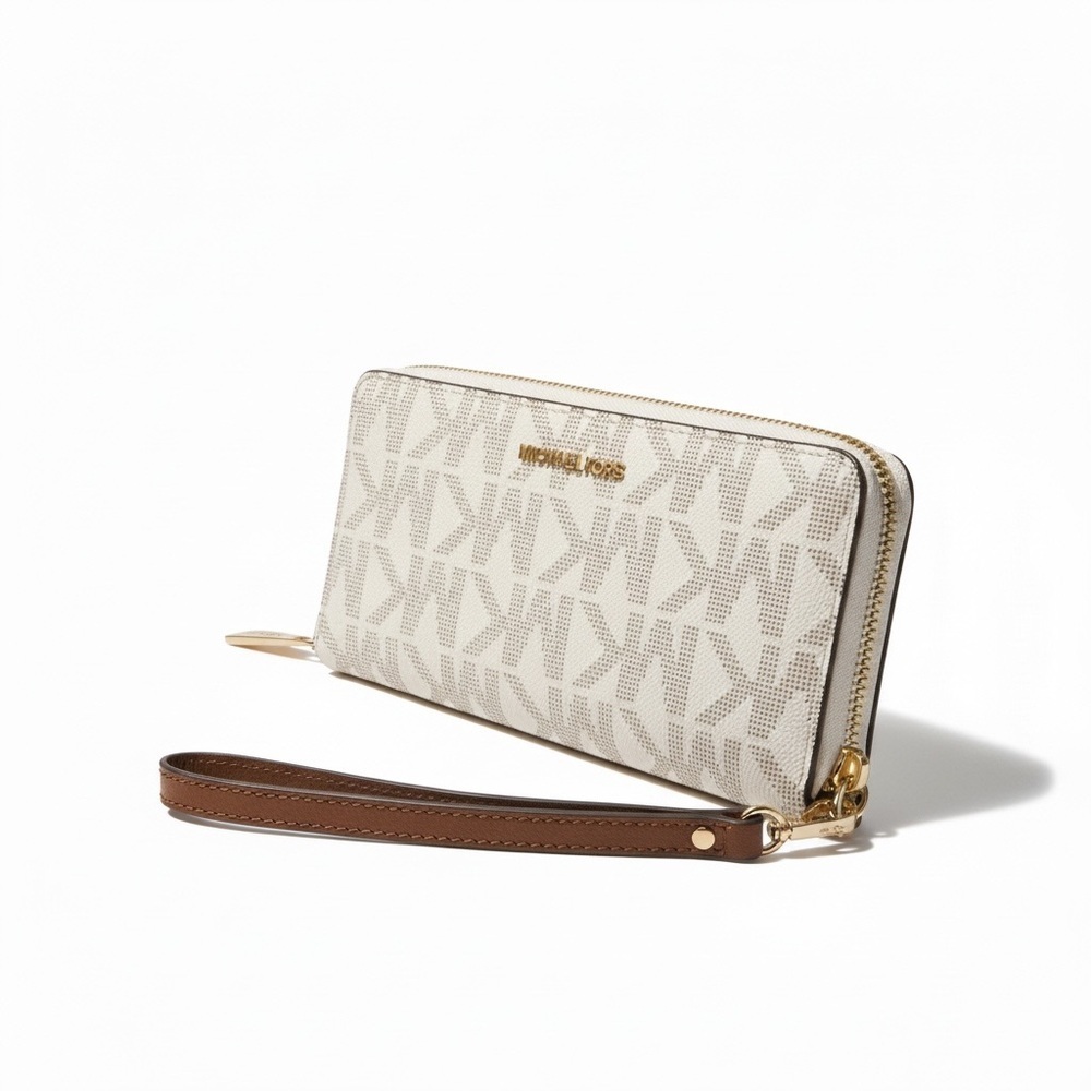 Michael Kors Signature Logo Zip Around Wallet Wristlet NWOT - Picture 8 of 9